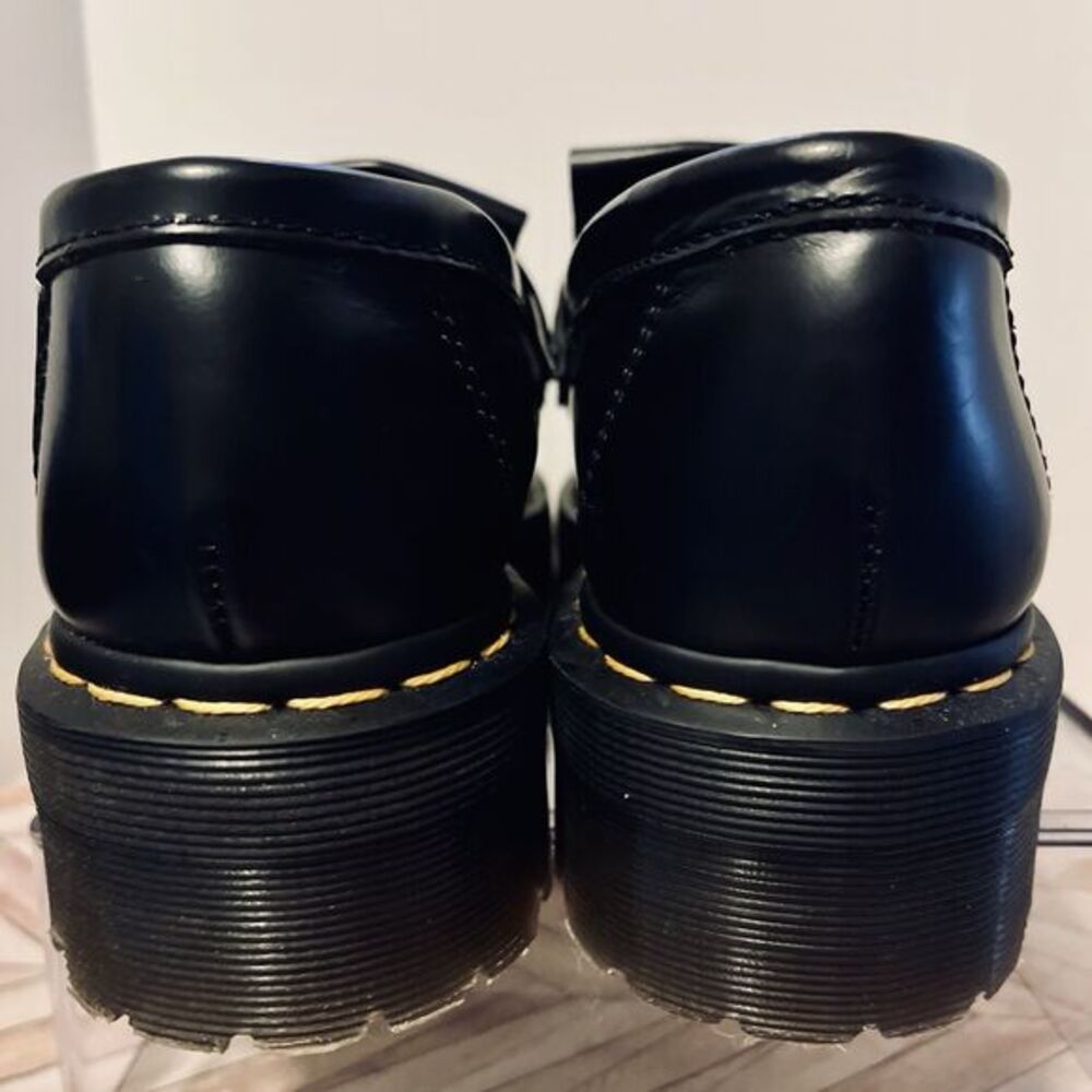 Dr Martens Adrian Quad Leather Platform Tassel Loafers Black M 8 W 9 Kiltie - Picture 5 of 8
